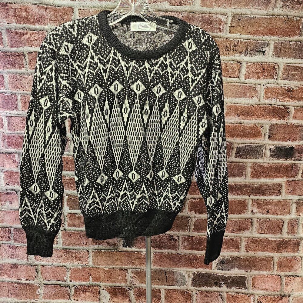 Women's ALICIA Abstract Geometric‎ Holiday Sweater Medium VINTAGE Petite